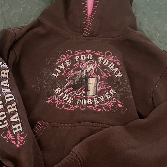 Girls cowgirl hardware barrel racing hoodie - Picture 1 of 4